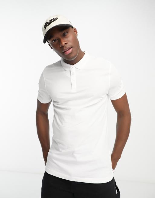 New Look – Vit pikétröja i regular fit