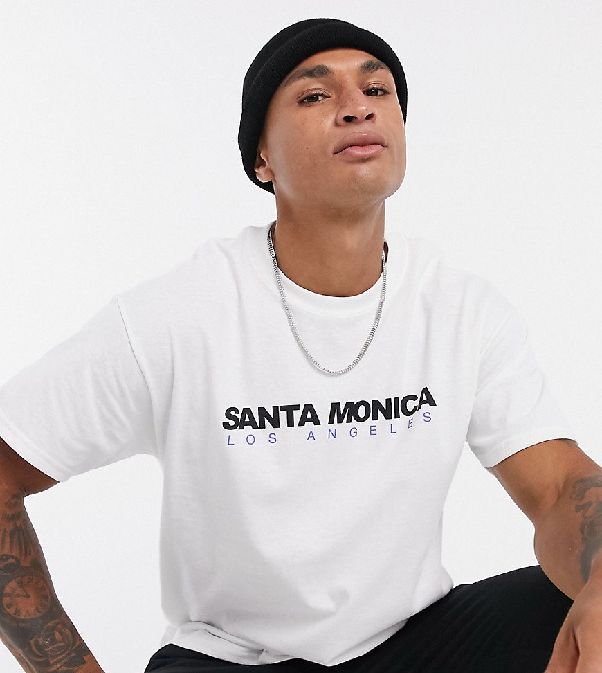 New Look – Vit t-shirt i oversize med Santa Monica-tryck