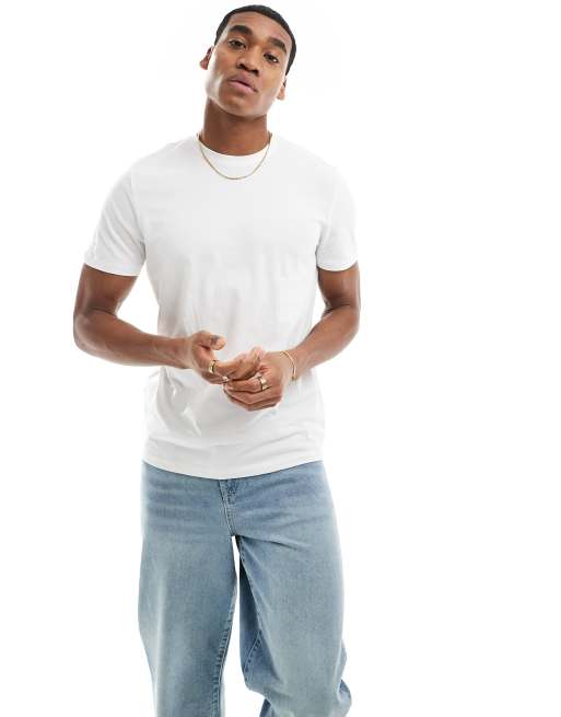 New Look – Vit t-shirt i regular fit med rund halsringning