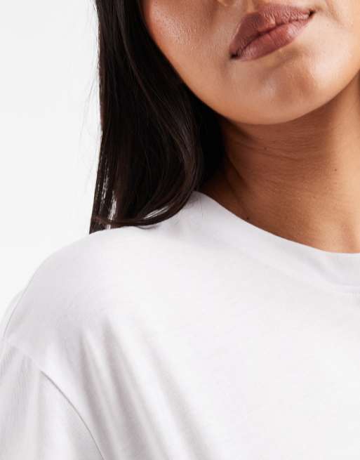 New Look – Vit t-shirt med fyrkantig passform, 4 av 4