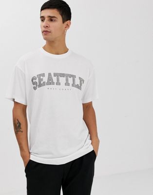 New Look – Vit t-shirt med Seattle-tryck