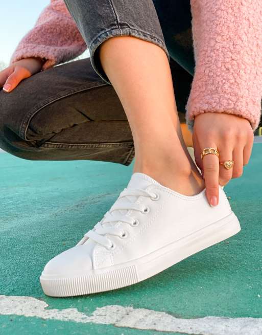 New Look – Vita sneakers i läderimitation, 3 av 4