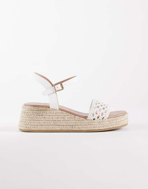 New Look – Vita vävda flatform-sandaler - view 1