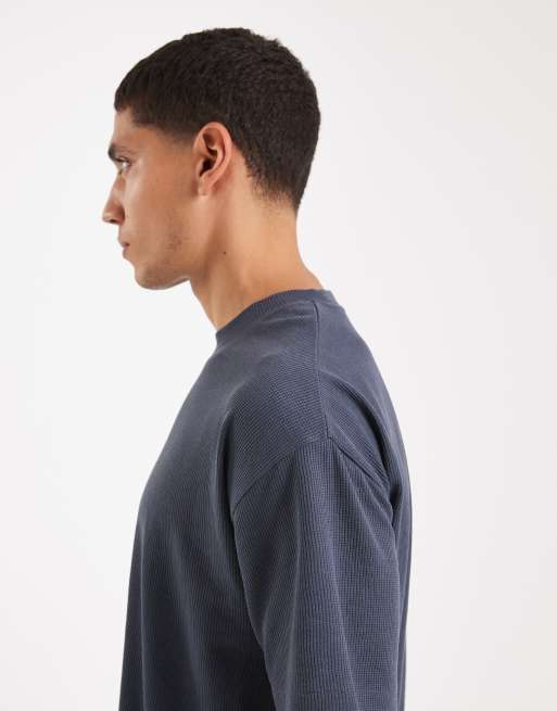 New Look waffle oversized t-shirt in petrol blue (part of a set), 4 of 5
