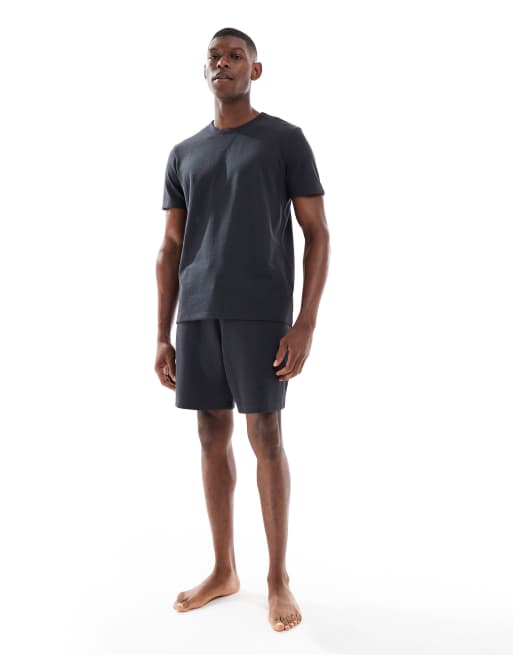 New Look waffle pajama shorts in dark gray - part of a set