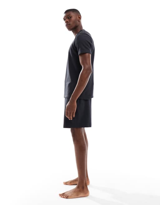 New Look waffle pyjama shorts in dark grey (part of a set), 4 of 4