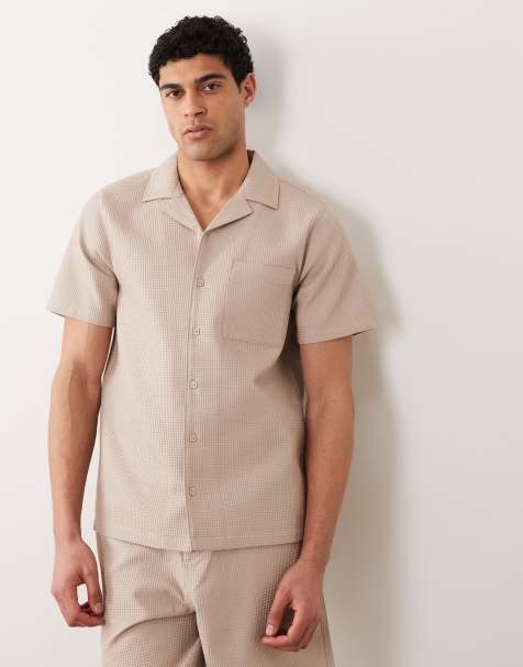 New Look waffle shirt in stone (part of a set) - view 1