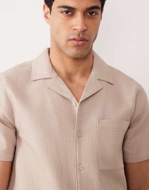 New Look waffle shirt in stone (part of a set), 3 of 5