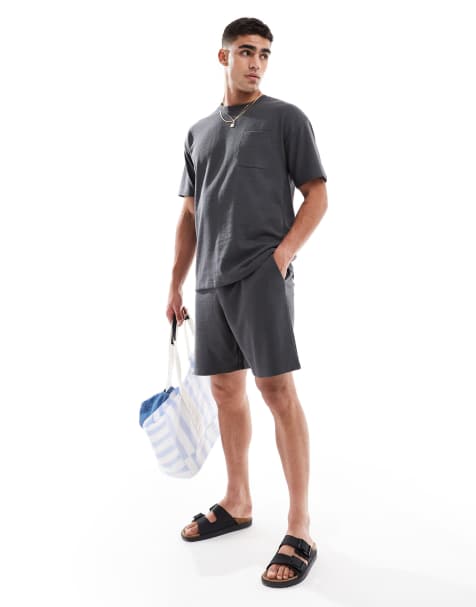 New Look waffle shorts co-ord in black - view 1