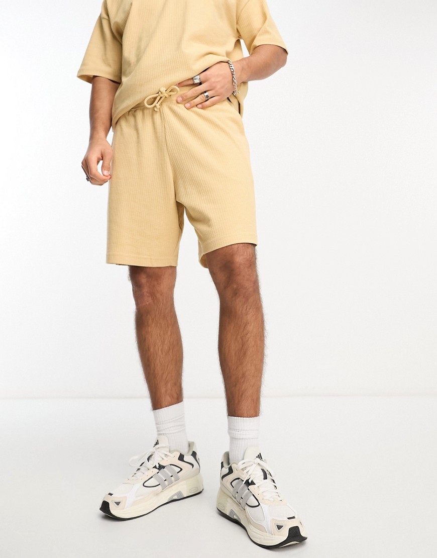 New Look Waffle Shorts In Stone - Part Of A Set 2-neutral