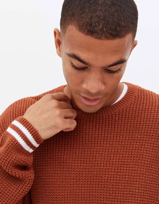 Burnt orange waffle outlet knit sweater