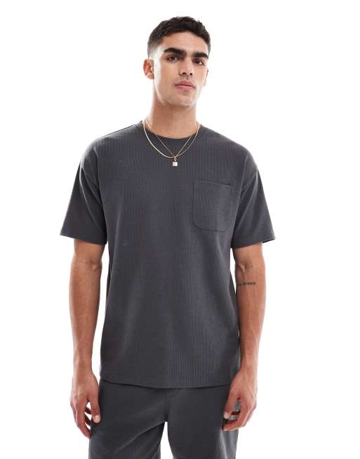 New Look waffle t-shirt in black (Part of a set), 2 of 4
