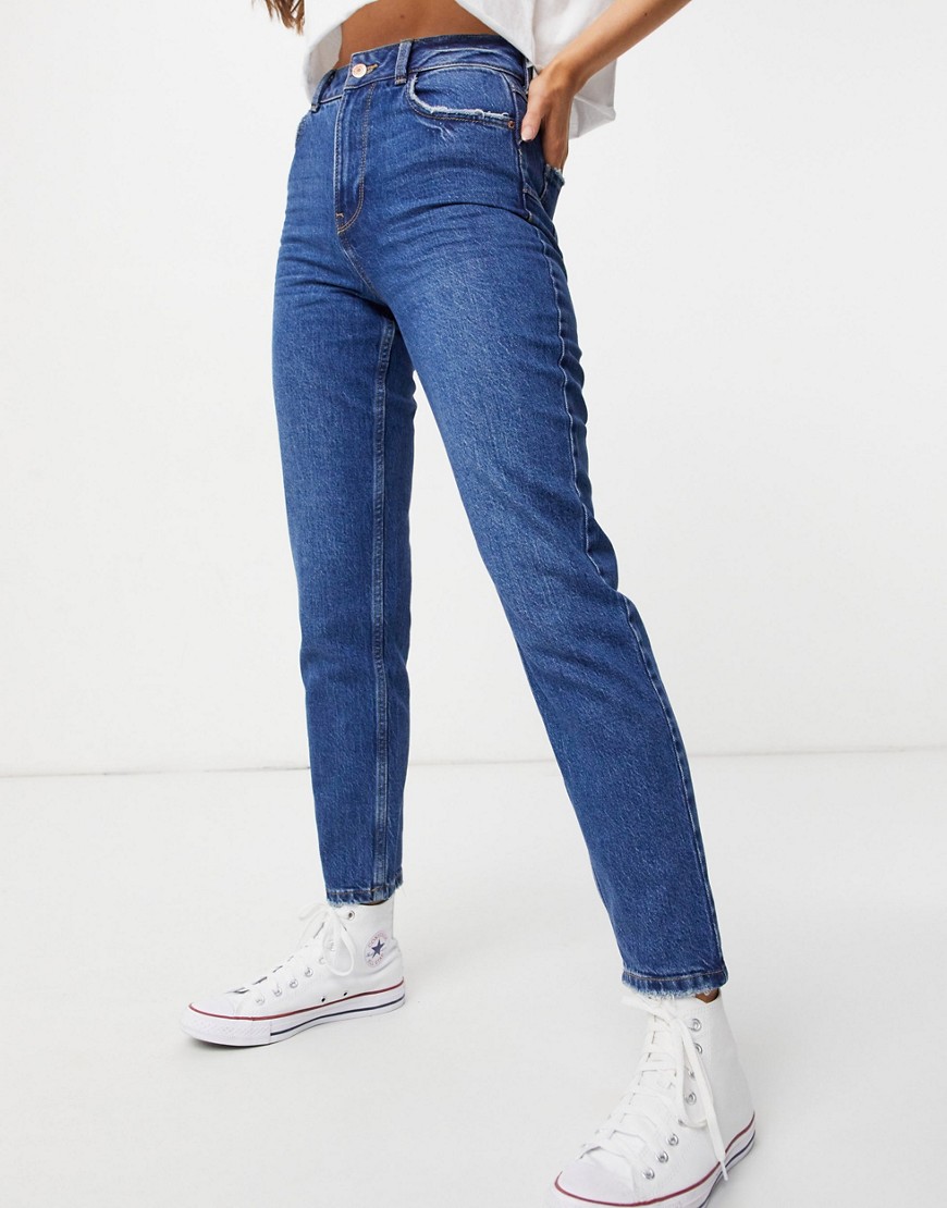 New Look waist enhance mom jean in blue-Blues