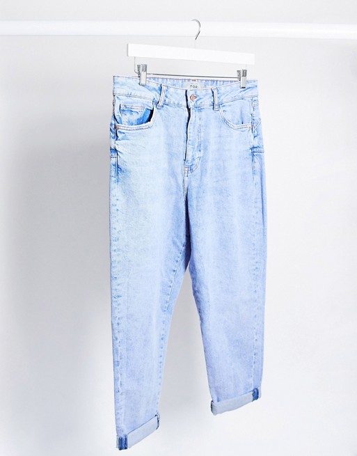 New Look waist enhance mom jeans in bleach light wash