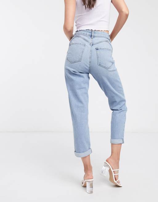 New Look waist enhance mom jeans in light blue, 2 of 4