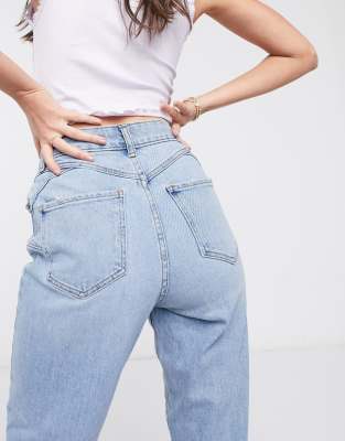 blue waist enhance tori mom jeans