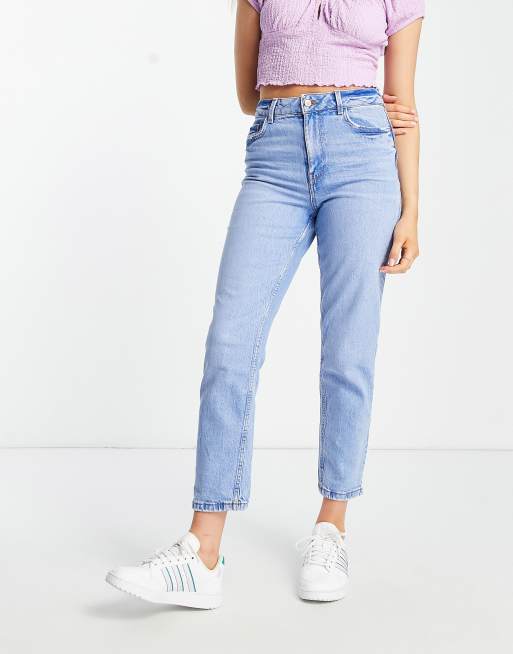 New Look waist enhance mom jeans in medium wash blue