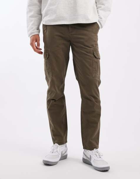 New Look washed cargo trousers in dark khaki