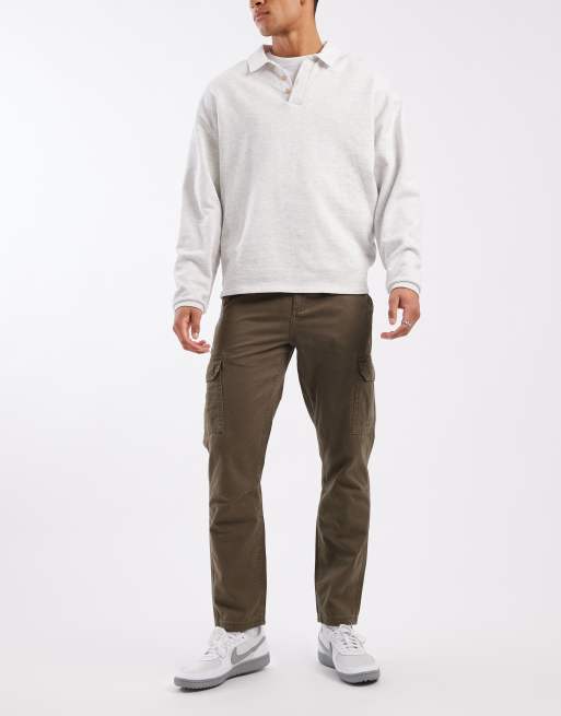 New Look washed cargo trousers in dark khaki, 2 of 5