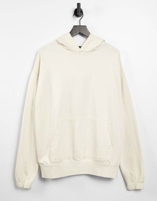 New Look washed hoodie with embroidered NLM in cream