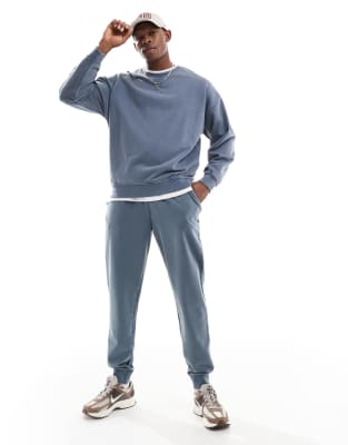 New Look washed trackies in mid blue (Part of a set) - view 1