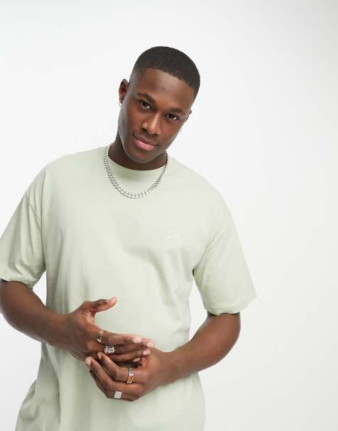 New Look wave embroidered oversized t-shirt in light green - view 1