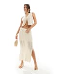 [New Look] New Look wave knitted skirt in cream (part of a set)-White 12 CREAM