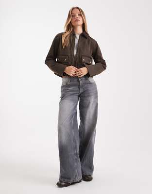 New Look Waxed Barn Jacket In Brown