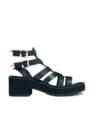 new look black chunky sandals