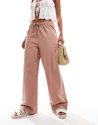 New Look - Weit geschnittene Hose in Hellbraun-Brown