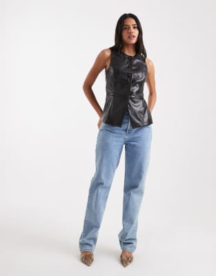 New Look - Weste aus PU in Schwarz