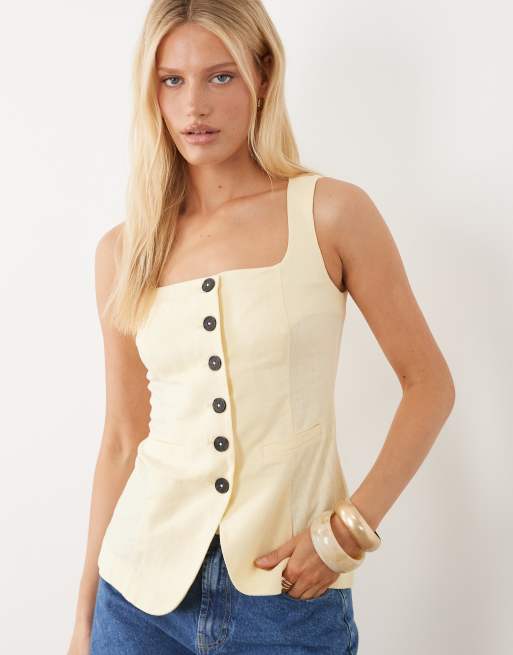 New Look – Weste in Mittelgelb mit Riemchenträgern, 2 von 4