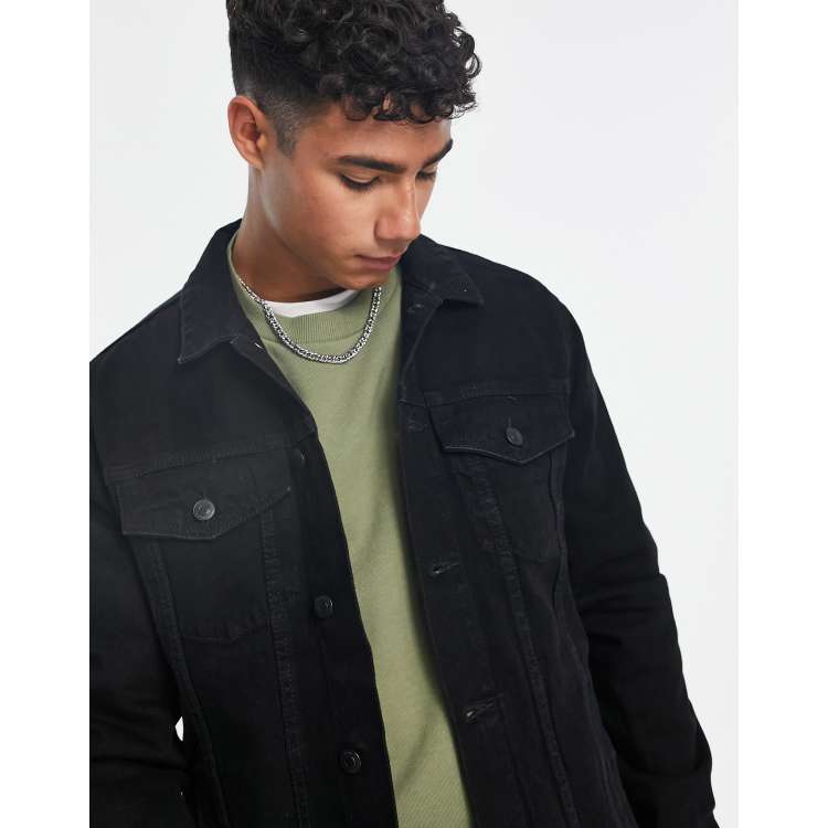 New look black denim jacket sale