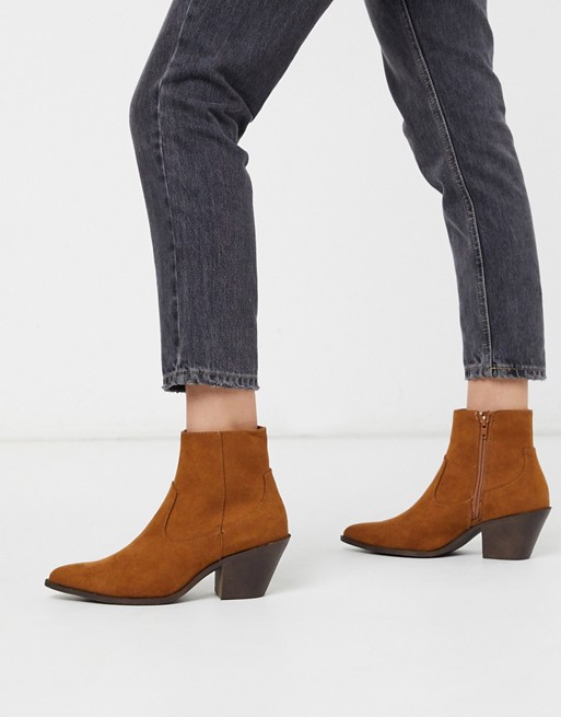 New Look western heeled boots in tan
