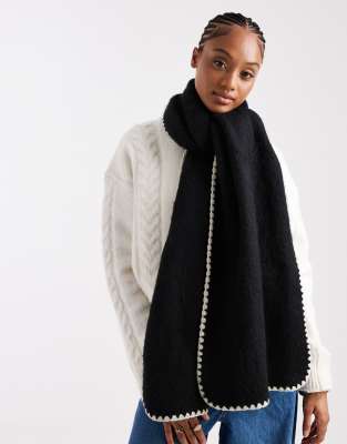 New Look New Look whipstitch scarf in black