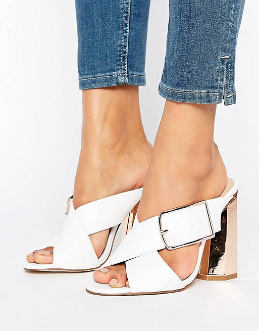 New Look White Cross Front Heeled Mule