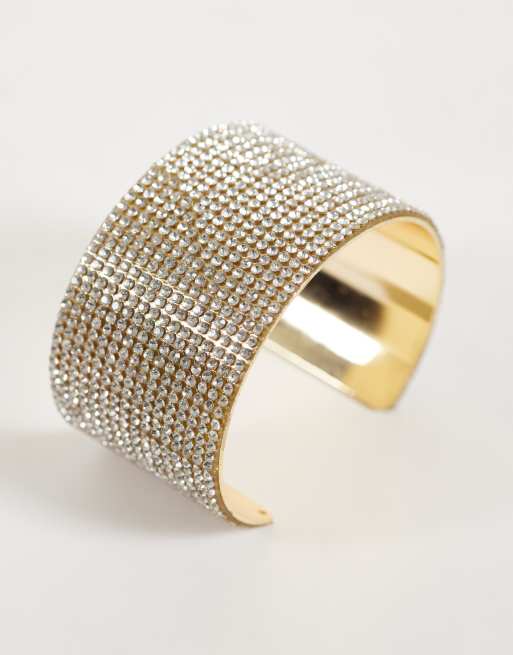 New Look wide diamante cuff in silver , 2 of 3