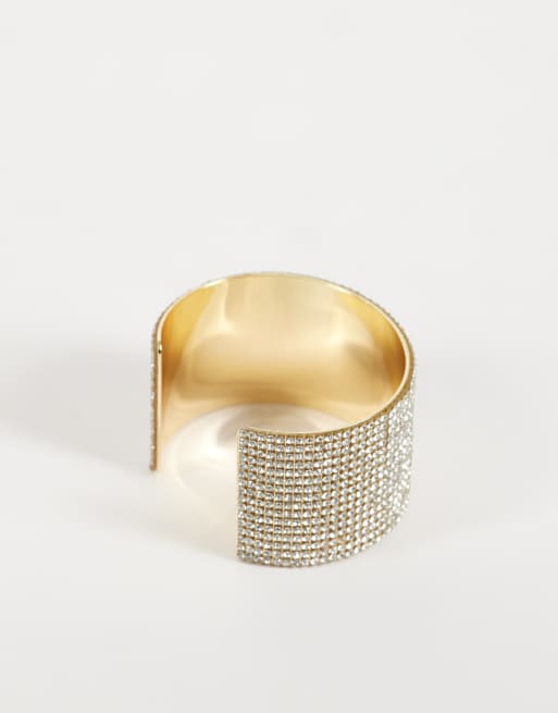 New Look wide diamante cuff in silver , 3 of 3