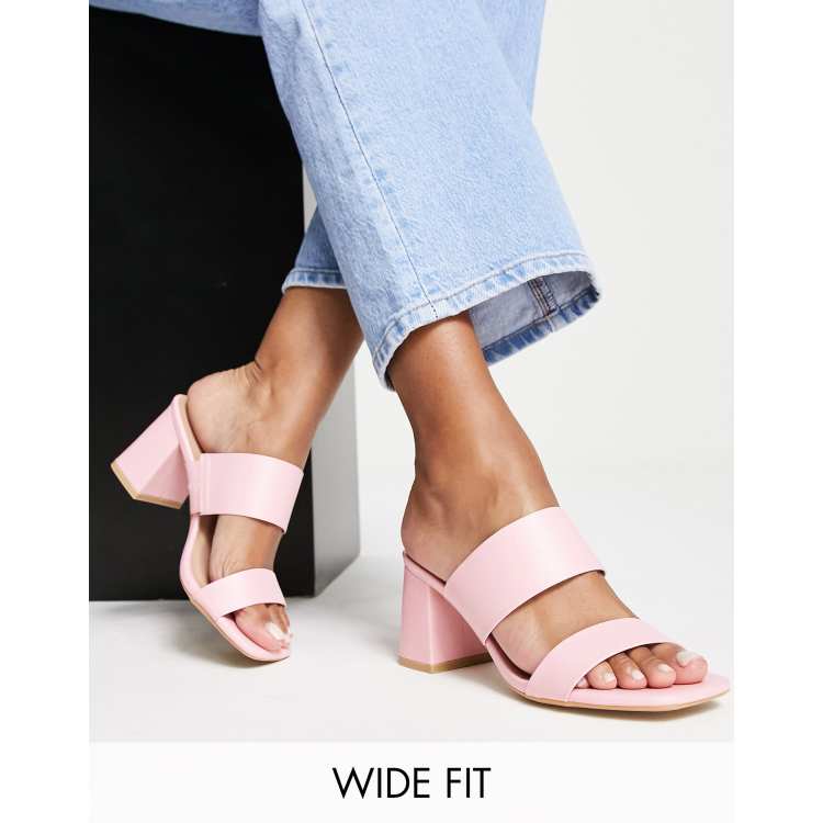 New Look wide fit 2 strap block heel in pink