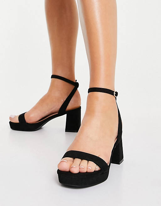 New Look Wide Fit 90s platform sandal in black