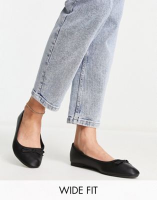 New Look Wide Fit PU ballet shoes in black - ASOS Price Checker