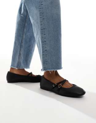 New Look Wide Fit - Ballerines larges à brides croisées - Noir