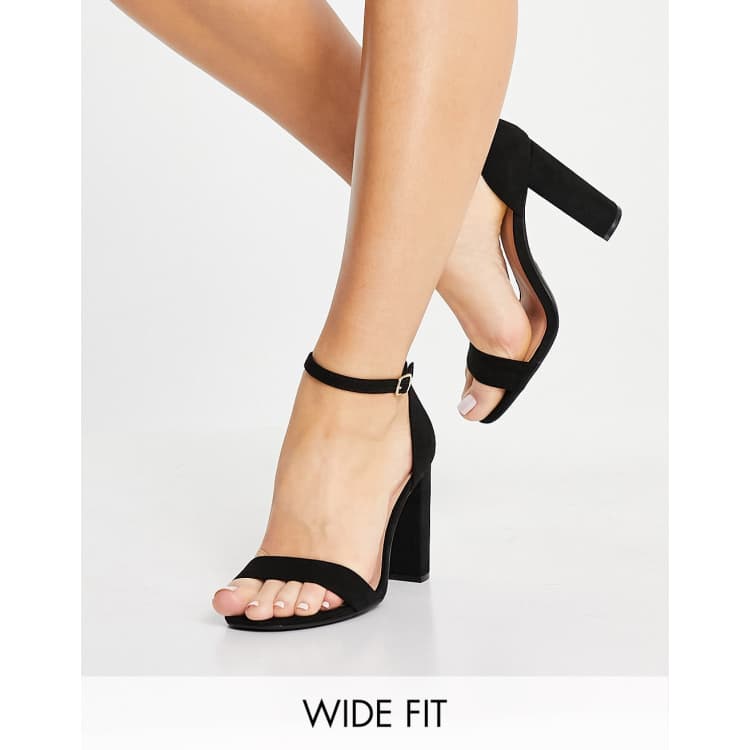 Black barely there store heels wide fit