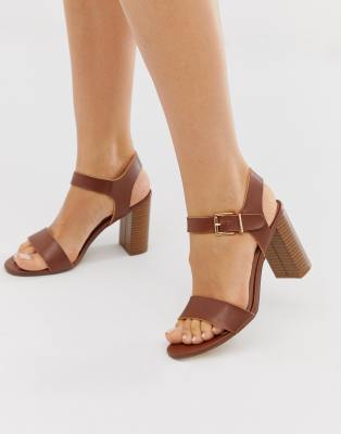 new look tan heeled sandals