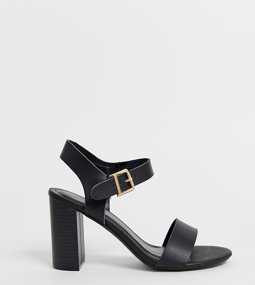 New Look Wide Fit block heeled sandals in black