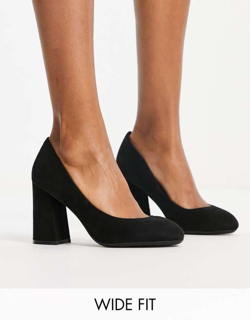 Wide fit cheap block heel shoes