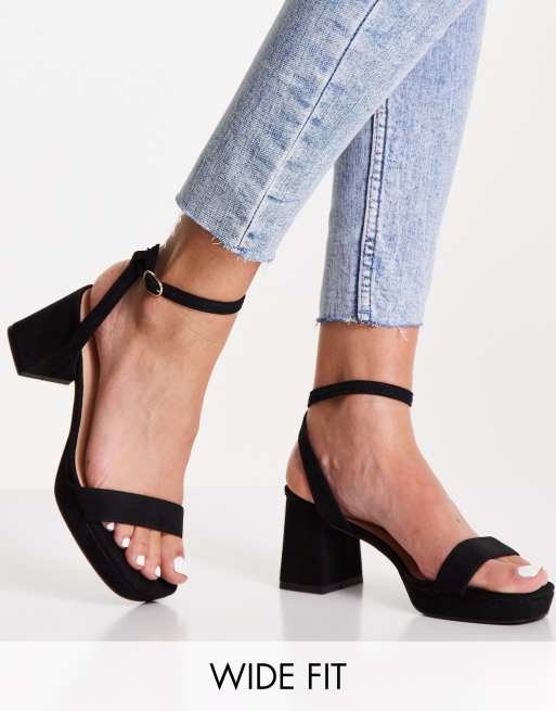 Black block shop heels wide fit