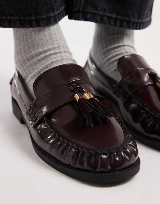 New Look - Wide Fit - Bordeaux loafers med kvaster, 2 af 4