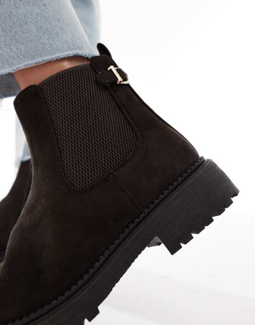 New Look Wide Fit - Bottines Chelsea chunky en imitation daim - Marron, 2 de 4