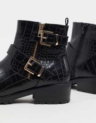 bottines plates croco